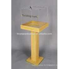 Marketing-Befestigung Holz Acryl Großer Boden Standing Angebot Verkauf Box Custom Merchandising Display Box